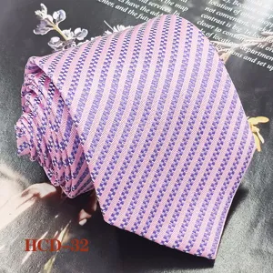 Men's pink purple striped woven jacquard necktie for business formal wear width 8cm