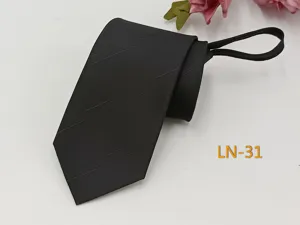 Mens black zipper tie convenience pull on necktie business formal wear 7cm width style new