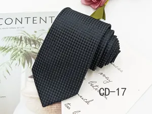 Men's business black textured grid tie, classic formal necktie for professional wear.