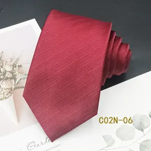 Red jacquard woven men's necktie 8cm wide formal business wedding party tie accessory stylish