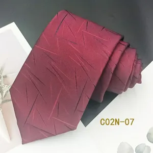 Men red jacquard tie detail view, elegant business formal wedding necktie accessory.