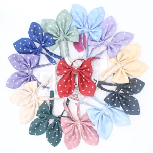 JK Uniform Polka Dot Rabbit Ear Bow Tie Cute Jacquard Polyester Ribbon Bowknot Necktie For Women School Girls Party Accessory