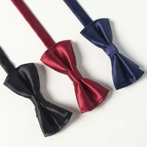Men's formal solid color bowties set, stylish black, red and blue bow ties for suits.