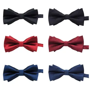 Classic mens bow ties in solid and striped colors, perfect for formal business and weddings.
