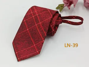 Men's red plaid zipper necktie business formal wear jacquard woven tie 7cm width style