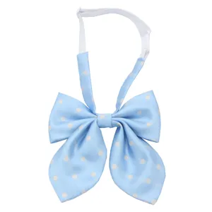 Light blue polka dot JK uniform bow tie with white strap, cute Korean style neck accessory.