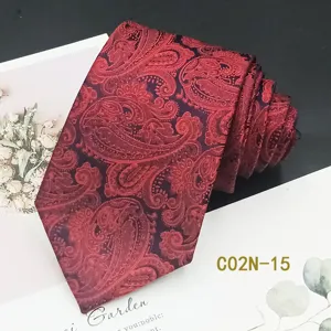 Red paisley jacquard necktie for men formal wedding business dress tie 8cm width style