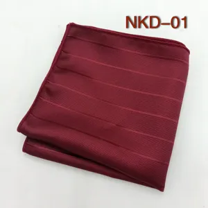Pochette de costume rayée rouge vin pour homme, mouchoir jacquard en fil de polyester.