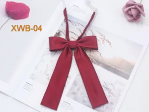 Solid dark red twill bow tie for women JK sailor uniform collar decoration accessory.