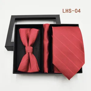 Set Corbata Pajarita Pañuelo Rojo Hombre Negocios Traje Formal Accesorios Detalle
