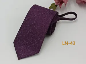 Detailed view of the purple jacquard zipper necktie for men business formal wear item.