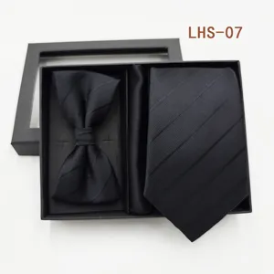 Conjunto de corbata pajarita pauelo de bolsillo para hombre caja de regalo traje formal