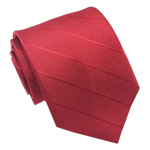 Classic red men's necktie, jacquard woven polyester formal wedding suit tie for men.