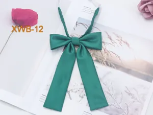 Solid color twill JK uniform bow tie, elegant long collar flower for women and girls daily wear.