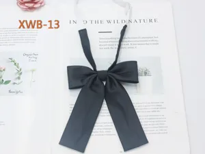 Solid twill long bow tie JK uniform sailor suit accessory black elegant neckwear for women