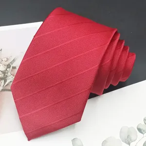 Red men's business suit jacquard woven necktie formal wedding party stylish accessory tie.