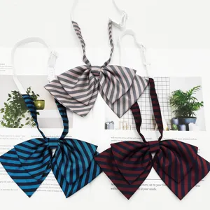 Preppy Stil Gestreifte Fliege Doppelschicht JK Uniform Schleife Damen Mode Kragen Zubehör Halsschmuck