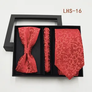 Conjunto corbata pajarita pañuelo hombre rojo boda negocio traje accesorios detalle