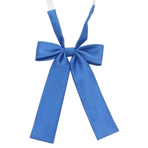 Solid color twill JK uniform bow tie, cute long ribbon necktie for women daily wear.