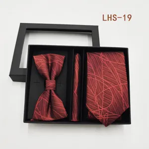 Set de regalo corbata pajarita pañuelo rojo hombre boda traje de negocios accesorios