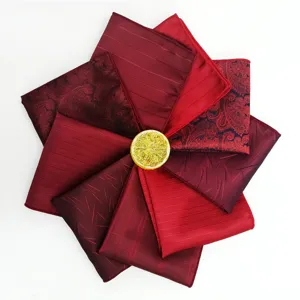 Ensemble de pochette de costume homme rouge mouchoir en polyester pour mariage