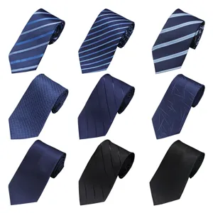 Men's business formal necktie set, classic striped and solid jacquard tie for work.