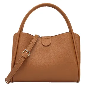 Bolso de mano marron para mujer de cuero pu bolso de hombro retro elegante trabajo