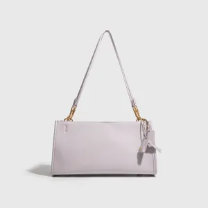 Bolso de Hombro de Cuero PU de Moda para Mujer Bolso de Axila Casual de Color Sólido Con Cadena Metálica Bolso Diario