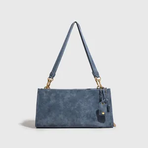 Mujer moda bolso de hombro axila color sólido cadena cuero PU bolso de mano diario elegante