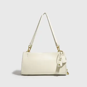 Elegante bolso de hombro blanco minimalista para mujer, bolso casual diario elegante.