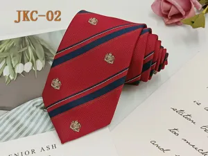 JK uniform striped tie with crown embroidery, 7cm handmade casual necktie for men and women.