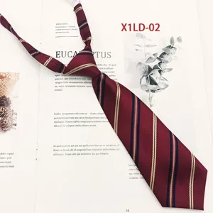 Cravatta stile scolaretta JK, cravatta preannodata a righe jacquard in poliestere.