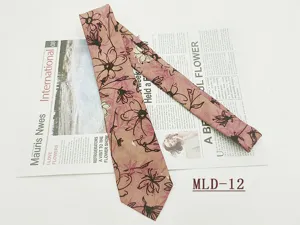 Cravatta da uomo in cotone con stampa floreale retrò, cravatta casual larga 8 cm con fiori.