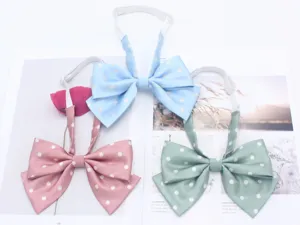 Korean style double-layer polka dot bow tie jk uniform collar flower for women students