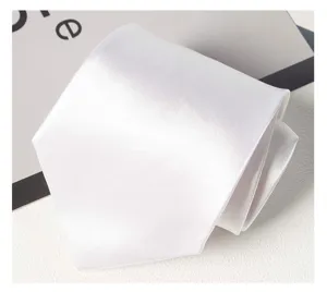 Cravate en satin blanc pour homme style formel classique mariage d'affaires cravate