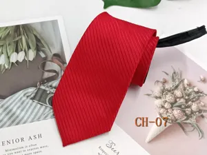 Men red zippered tie business casual striped zipper necktie pre-tied wedding groom 8cm