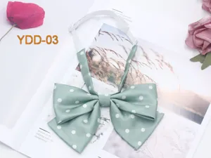 Details of the Korean style sweet polka dot double layer bow tie, perfect for JK uniforms.