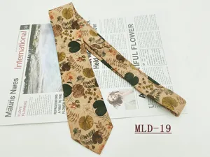 Cravatta da uomo in cotone con stampa floreale retrò, cravatta casual vintage con foglie larghe 8cm.