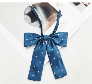 Blue polka dot JK tie bowknot student uniform necktie cute fashion lovely accessory