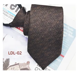 Men's Business Casual Zipper Necktie 7.5cm Jacquard Polyester Lazy Necktie Ready to Wear