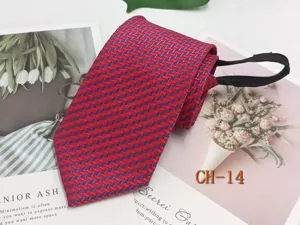 Men's red blue striped zipper tie easy wear wedding groomsman business casual necktie 8cm
