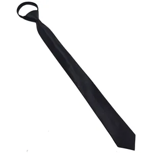 Corbata negra de hombre con cremallera, corbata estrecha de saten 5cm para traje formal de negocios.