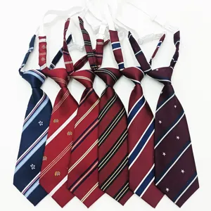 Stile Collegiale Poliestere Jacquard A Righe Cravatta Pre-annodata Donne Bambini JK Uniforme Piccola Cravatta Accessori Moda