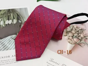 Men's red zipper tie ready-made business casual striped woven necktie 8cm wedding groom