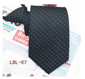 Men black polka dot zipper tie business casual necktie detailed view showing texture