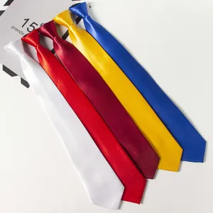 Ensemble de cravates zippées en polyester unies pour hommes, cravate pré-nouée pour costume.