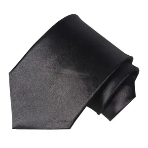 Cravate zippée noire pour homme en polyester uni costume formel présentation pliée