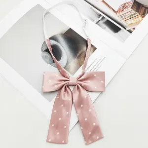Pink polka dot JK bow tie uniform collar accessory for women sweet daily wear outfit