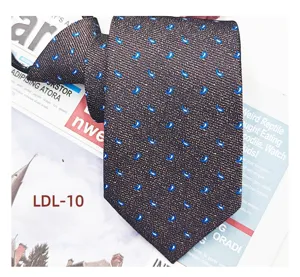 Mens business casual jacquard necktie with blue pattern elegant design suit accessory 7.5cm