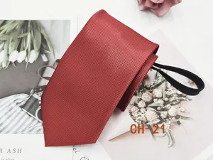 Red zipper tie for men lazy ready-to-wear business casual striped necktie width 8cm